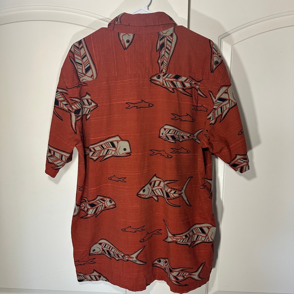 Quiksilver Waterman Men's XL Out of Office Short Sleeve Shirt Fish Print Comfort - Picture 5 of 5